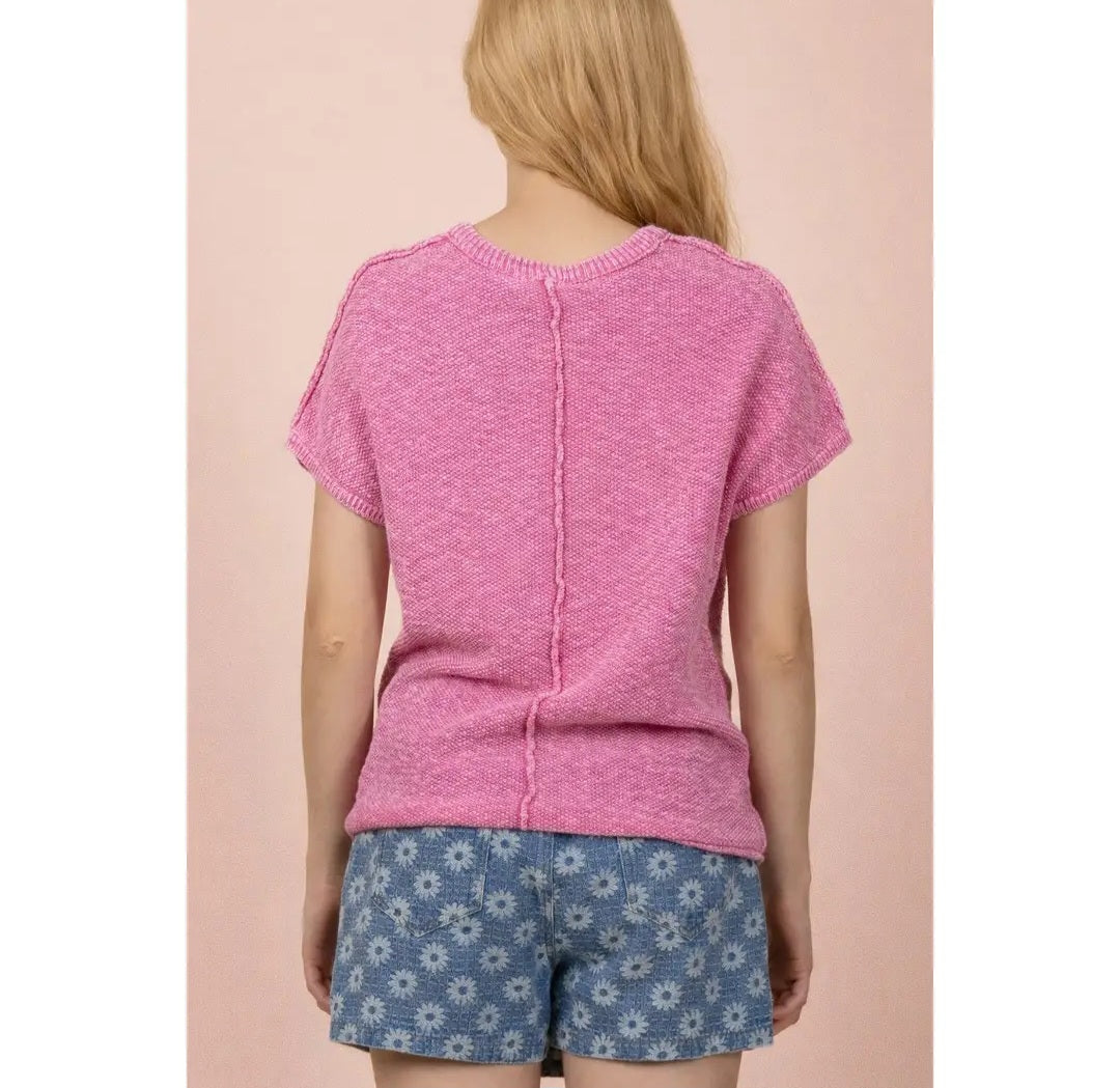 Mineral Washed Knit Casual Sweater