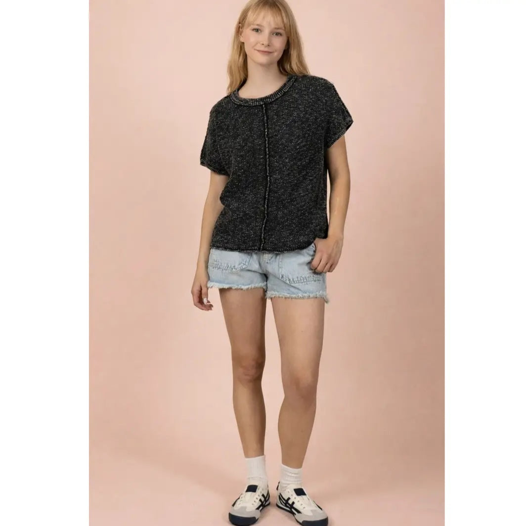 Mineral Washed Knit Casual Sweater