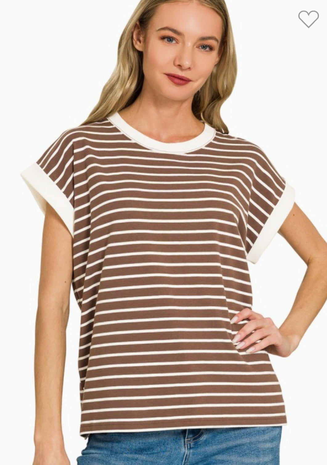 Stripe Contrast Trim Top