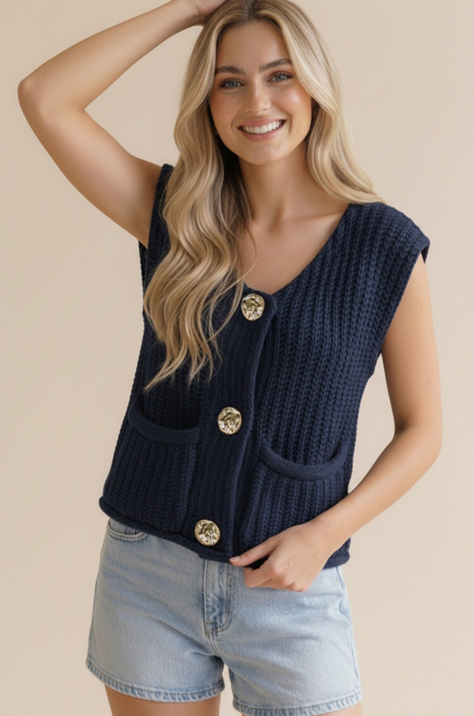 Gold Button Sweater Vest
