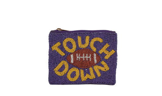 Fully Beaded Purple TOUCH DOWN  Coin Purse