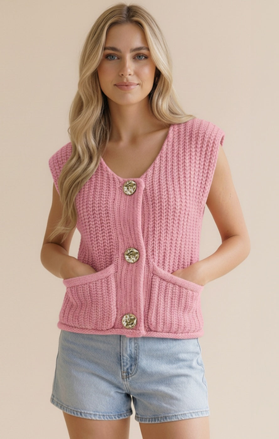 Gold Button Sweater Vest