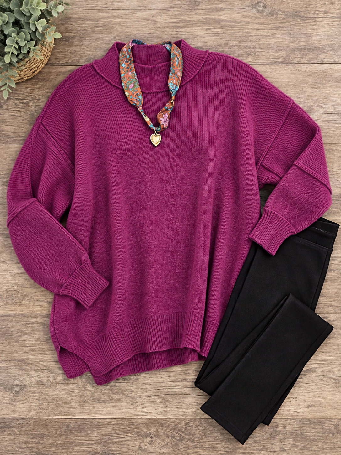 Side Slit Oversized Sweater