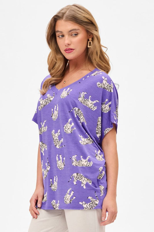 Dear Scarlett Tiger Pringt V-Neck Sadie Top